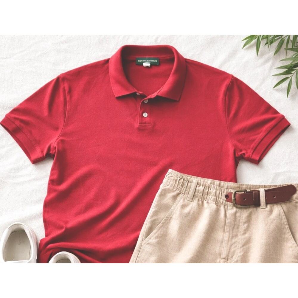 Banana Republic Mens Polo Shirt XL Red 100% Organic Cotton Casual Classic Fit